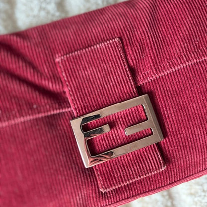 Fendi Red Corduroy Baguette