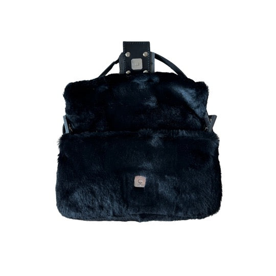 Vintage Fendi Black Fur Baguette