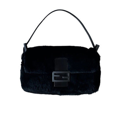 Vintage Fendi Black Fur Baguette