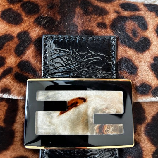 Fendi Pony Hair Leopard Print Small Shoulder Bag