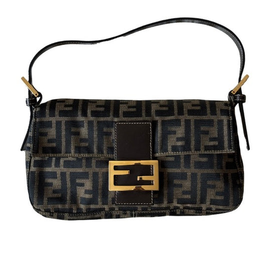 Vintage Fendi Zucca Baguette with Gold Hardware