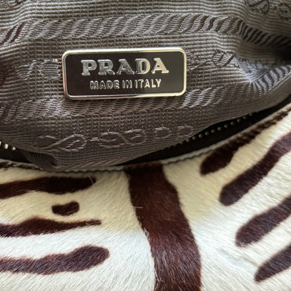 Vintage Prada Pony Hair Zebra Print Shoulder Bag