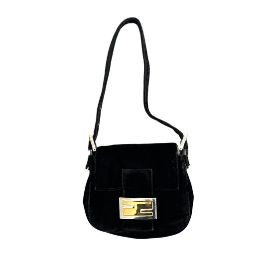 Fendi Black Velvet Shoulder Bag