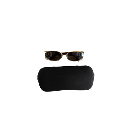 Chanel Vintage Gold Rectangular Frame Sunglasses