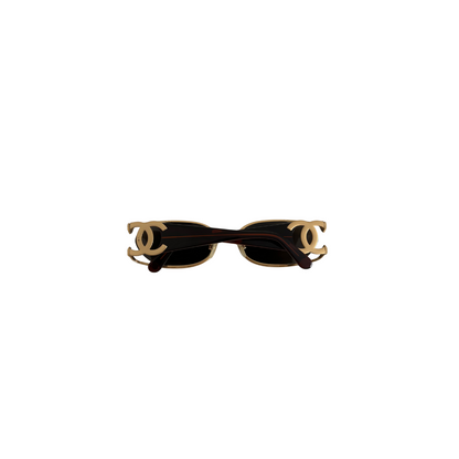 Chanel Vintage Gold Rectangular Frame Sunglasses