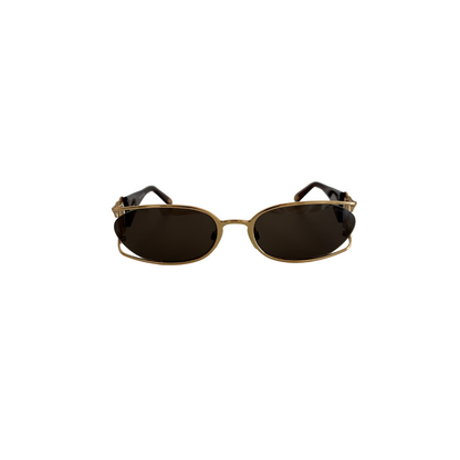 Chanel Vintage Gold Rectangular Frame Sunglasses