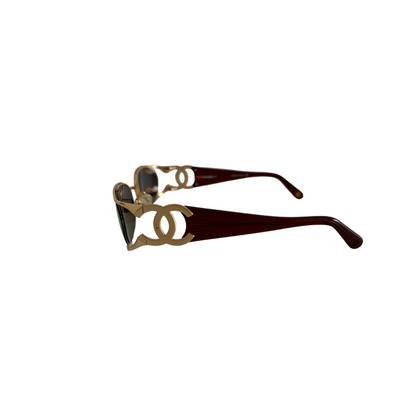 Chanel Vintage Gold Rectangular Frame Sunglasses