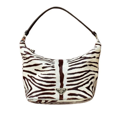 Vintage Prada Pony Hair Zebra Print Shoulder Bag