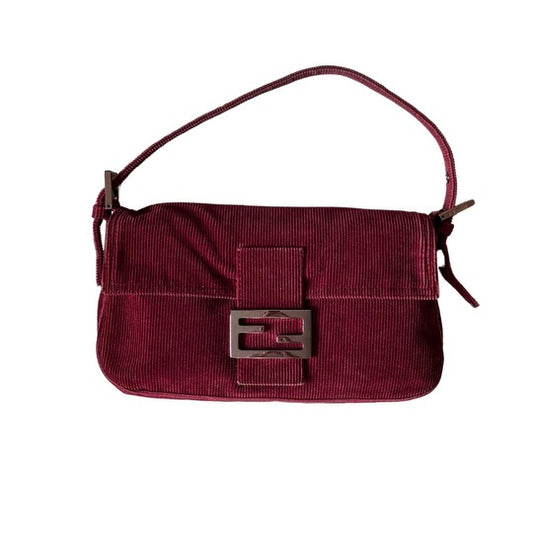 Fendi Red Corduroy Baguette