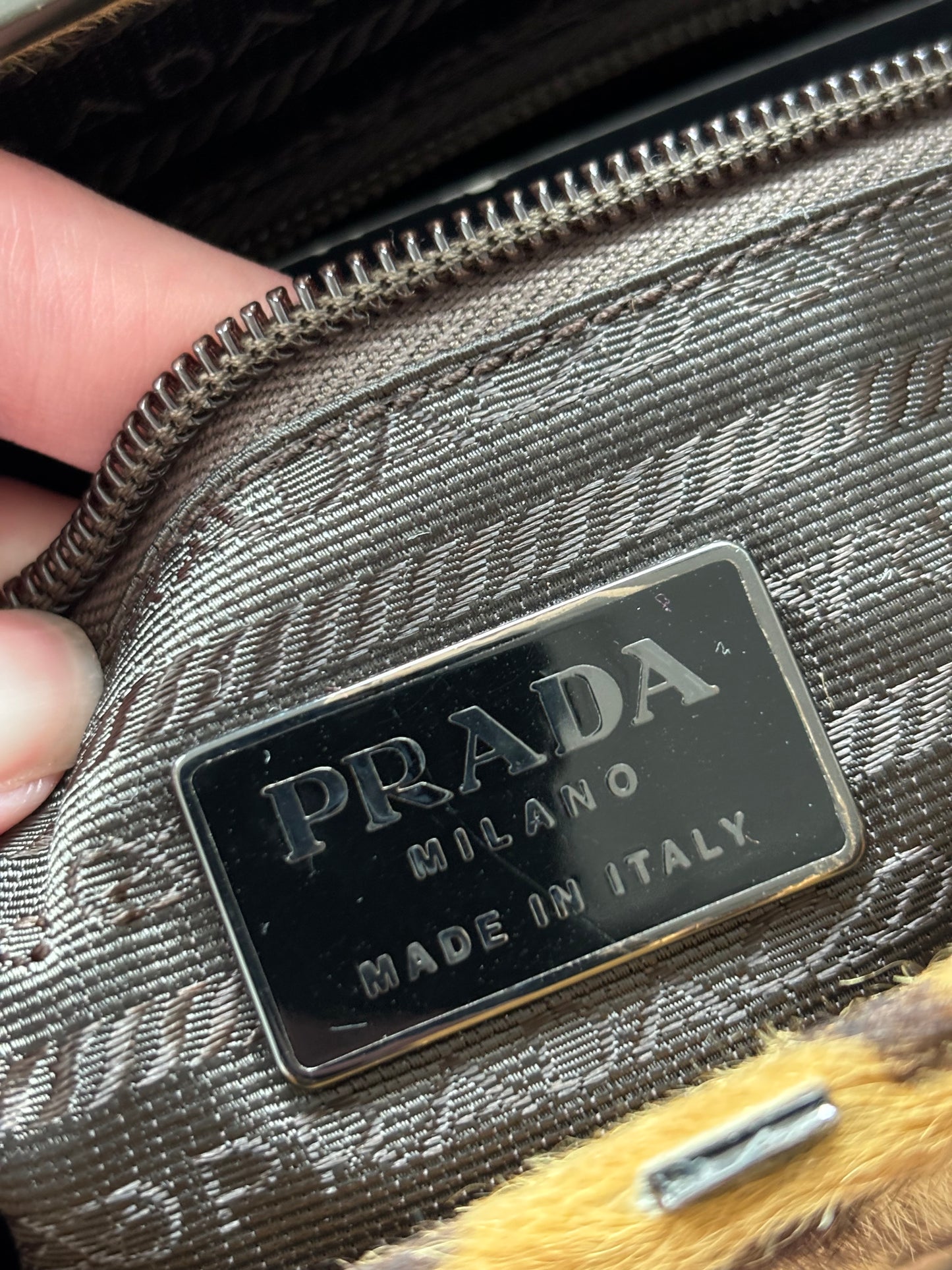 Vintage Prada Leopard Print Shoulder Bag