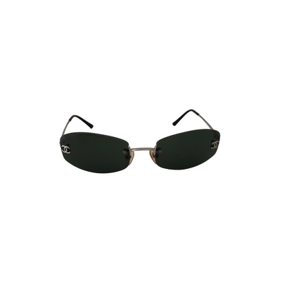 Chanel Y2K Green Rimless Sunglasses