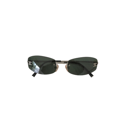 Chanel Y2K Green Rimless Sunglasses