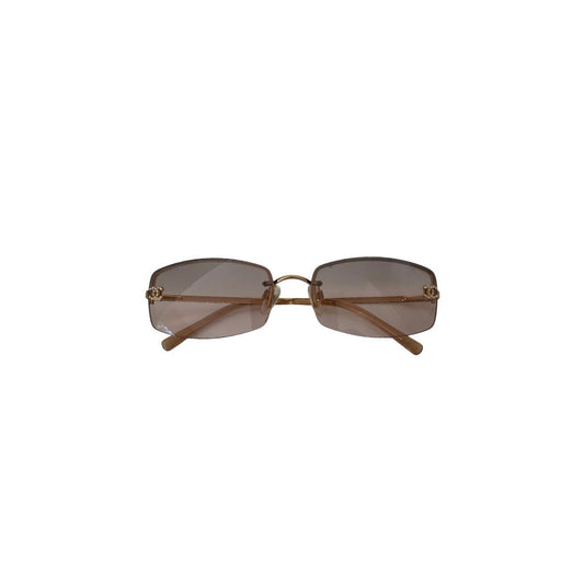 Chanel Rimless Light Brown Sunglasses with Rhinestone Embellishment